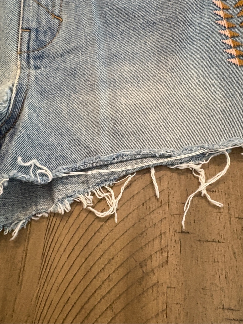Unpublished Embroidered Light Blue Denim Cutoff Shorts 708 - Picture 5 of 11